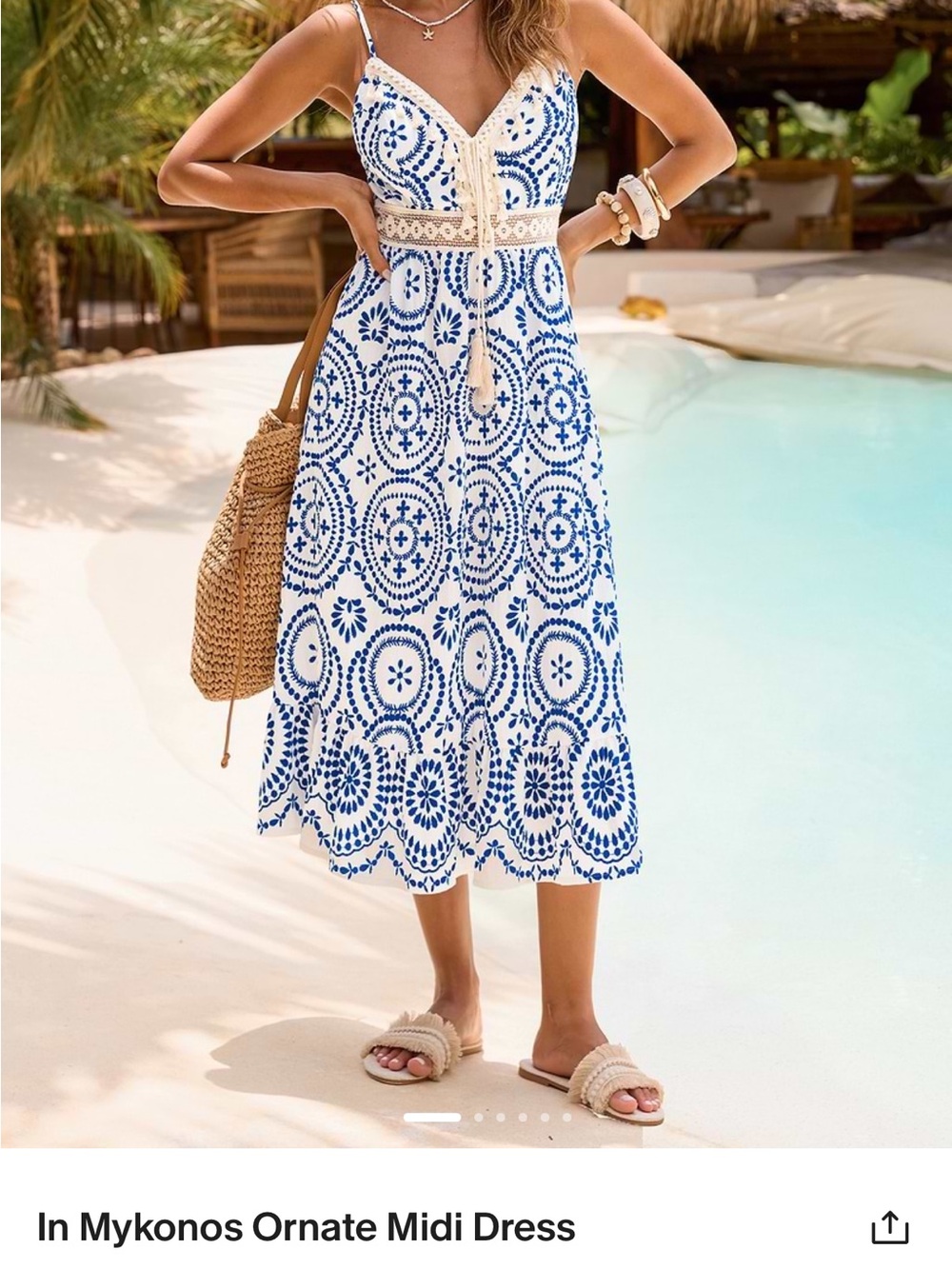 Cupshe Mykonos ornate midi Dress new with tags!!! Large